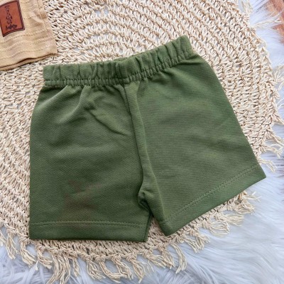 Conj. Camiseta Safari Listrada Pontilhada e Bermuda - Areia e Verde Musgo